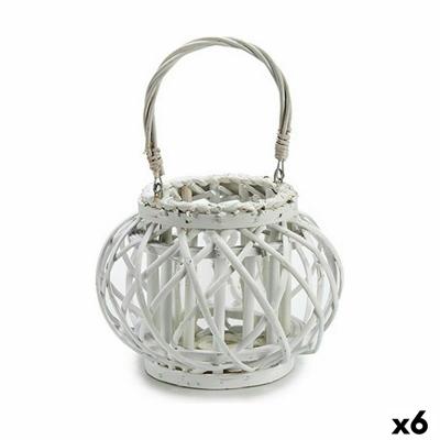 Kaarshouder Wit vlechtwerk Glas 30 x 19 x 25,5 cm (6 Stuks)