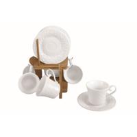 Set van koffiekopjes Home ESPRIT Wit Bamboe Porselein 90 ml