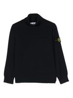 Stone Island Junior pull en laine vierge à patch logo - Bleu