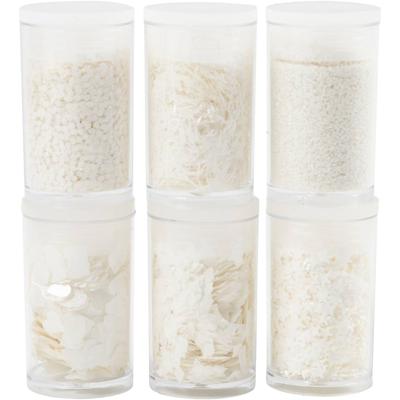 Creativ Company Bio sparkles & sequins, zilver, wit, 6x7 ml/ 1 doos