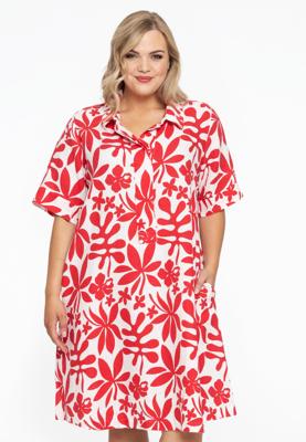 Yoek Jurk met kraag ANNA | Rood | Maat 58/60