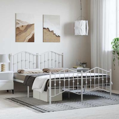 Bedframe met hoofd- en voeteneindemetaal wit 135x190 cm