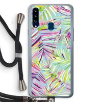 Tropical Palms Blue: Samsung Galaxy A20s Transparant Hoesje met koord