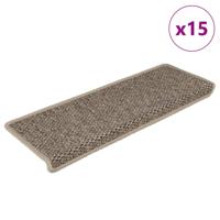 VidaXL Trapmatten zelfklevend 15 st sisal-look 65x21x4 cm donkerbeige