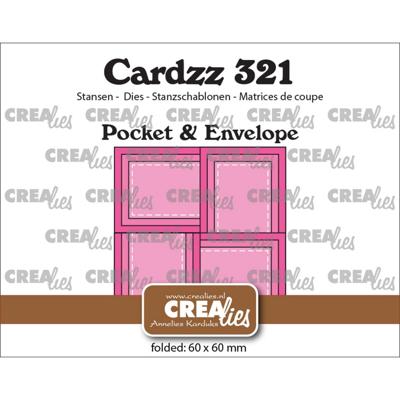 Crealies • cardzz pocket & envelope met 4 rechthoekige flapjes 6 x 6 cm