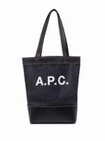 A.P.C. sac cabas en jean à logo - Bleu - thumbnail