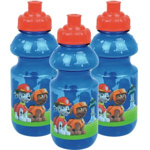 3x stuks kunststof bidon pop-up drinkbeker Paw Patrol 350 ml