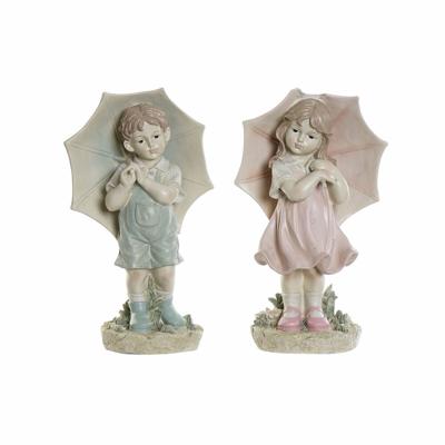 Decoratieve figuren DKD Home Decor 28 x 20 x 48,5 cm Blauw Roze Jongen (2 Stuks)