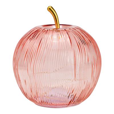 Decoratieve appel van glas met 15 LED's en timer, roze (B/H/D) 16x17x16cm