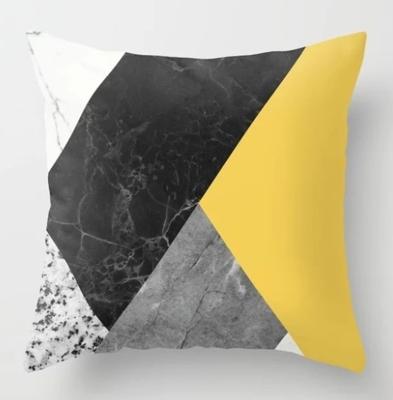 2 stuks 45x45cm geel gestreepte kussensloop geometrische gooien kussen kussensloop afdrukken Cushion kussen zaak slaapkamer Office grootte: 450 * 450