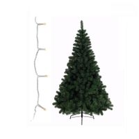 Groene kunst kerstboom 210 cm inclusief warm witte kerstverlichting