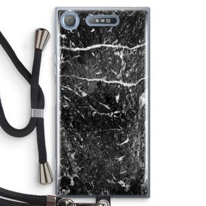 Zwart marmer: Sony Xperia XZ1 Transparant Hoesje met koord