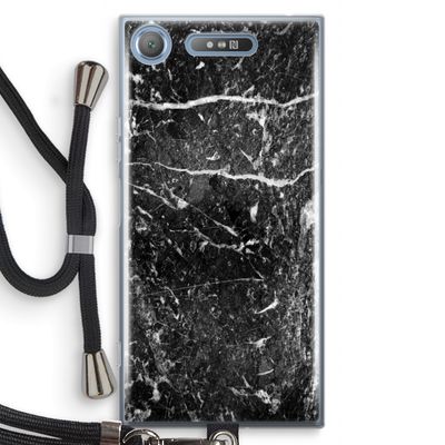 Zwart marmer: Sony Xperia XZ1 Transparant Hoesje met koord