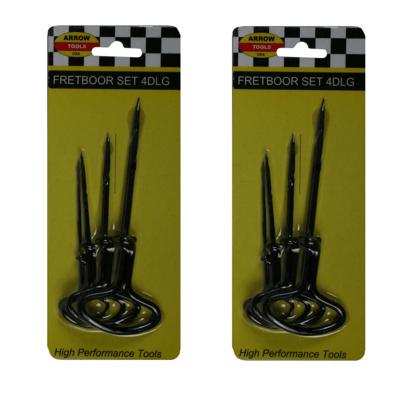 8x fretboor set - 4-delig - handboren - gaatje voorboren - metaal 8x fretboor set - 4-delig - handboren - gaatje voorboren - metaal