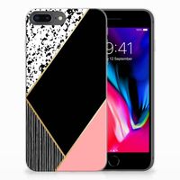 Apple iPhone 7 Plus | 8 Plus TPU Hoesje Zwart Roze Vormen - thumbnail