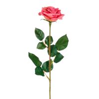 Kunstbloem Roos Valentine - H59 cm - roze - kunststof - stelen kunstbloemen - boeket