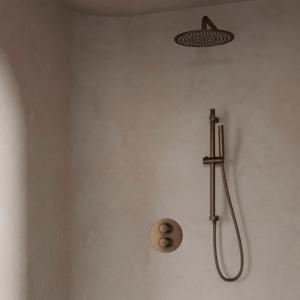 Regendouche set SaniClear Antique | Inbouw | 20 cm | Thermostaatkraan | Rond | Verouderd messing
