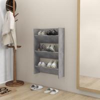Wandschoenenkast 60x18x90 cm spaanplaat betongrijs