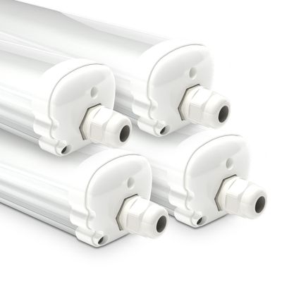 HOFTRONIC™ Set van 4 LED TL armaturen 150cm - IP65 Waterdicht - 48 Watt - 5760 Lumen - 6500K Daglicht wit - Koppelbaar - IK07 - S-Series Tri-Proof plafondverlichting