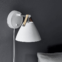 Wandlamp slaapkamer &apos;Strap 15&apos; wit GU10 metaal leer DFTP