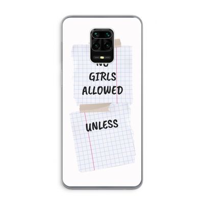 No Girls Allowed Unless: Xiaomi Redmi Note 9 Pro Transparant Hoesje
