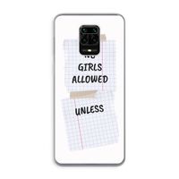 No Girls Allowed Unless: Xiaomi Redmi Note 9 Pro Transparant Hoesje
