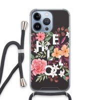Hello in flowers: iPhone 13 Pro Transparant Hoesje met koord