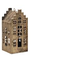 Decohanger huis antiek goud 6x6x14,5cm