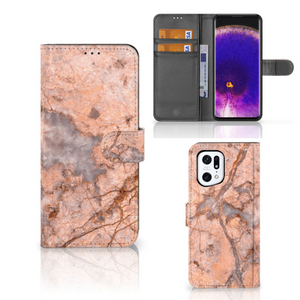 OPPO Find X5 Pro Bookcase Marmer Oranje