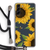 Sunflower and bees: Samsung Galaxy S21 Plus Transparant Hoesje met koord