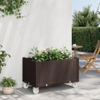 Plantenbak met wielen 80x50x54 cm polypropeen bruin
