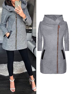 Loose Casual Plain Cross Neck Coat Loose Casual Plain Cross Neck Coat