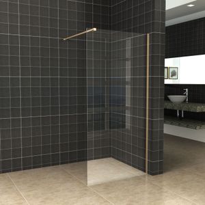 BWS Inloopdouche Pro Line Helder Glas 100x200 Geborsteld Messing Goud Profiel en Stang