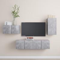 4-delige Tv-meubelset bewerkt hout betongrijs