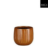 Pot pablo oker ribbel H12 x D14 cm Mica Decorations - Mica decorations