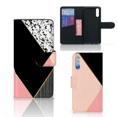 Huawei P20 | Book Case | Zwart Roze Vormen
