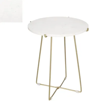 Mica Decorations Alec bijzettafel 50 x Ø 43cm marmer, wit