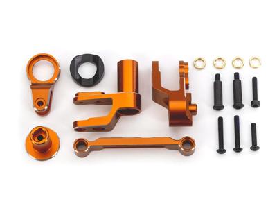 Traxxas - Steering bellcranks, draglink (orange-anodized 6061-T6 aluminum)/ bellcrank bushing (1)/ 3x20mm BCS (with threadlock) (2)/ 3x20mm BCS (wi...