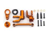 Traxxas - Steering bellcranks, draglink (orange-anodized 6061-T6 aluminum)/ bellcrank bushing (1)/ 3x20mm BCS (with threadlock) (2)/ 3x20mm BCS (wi...