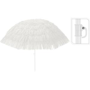 Raffia Design parasol - wit - D180 x H200 cm - zomer/strand - Tropisch/Hawaii sfeer