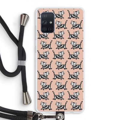 Zwarte poes: Samsung Galaxy A71 Transparant Hoesje met koord