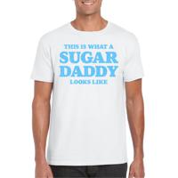 Verkleed T-shirt voor heren - sugar daddy - wit - glitter blauw - carnaval/themafeest - Vaderdag - thumbnail