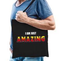 Katoenen tas / shopper zwart I am just amazing heren - thumbnail