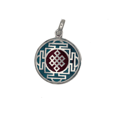 Oneindige Knoop Hanger Turquoise met Rood