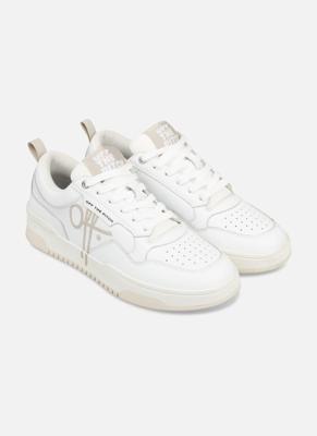 Off The Pitch Fullstop Soft Action Leather Sneakers Heren Wit/Beige - Maat 39 - Kleur: BeigeWit | Soccerfanshop