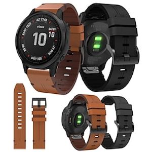 Horlogeband voor Garmin MARQ Descent G1 Fenix 7S Sapphire Solar / 6S Pro / 5S Plus Fenix 7 Sapphire Solar / 6 Pro / 5 Plus Forerunner 935 945 Echt leer Vervanging Band 20mm 22mm 26mm Verstelbaar Lightinthebox