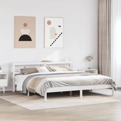 Bedframe zonder matras massief grenenhout wit 180x200 cm