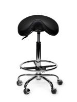 Premium zadelkruk zwart standaard met voetring