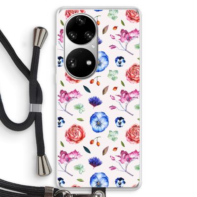 Bloemetjes: Huawei P50 Pro Transparant Hoesje met koord