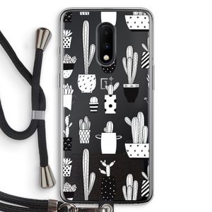 Cactusmotief: OnePlus 7 Transparant Hoesje met koord